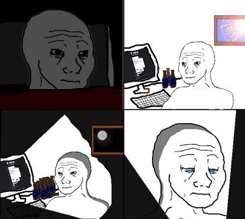 Wojak doomer doesnt leave room — Wojak meme
