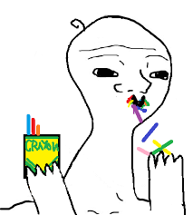 Brainlet eating crayons — Brainlet meme