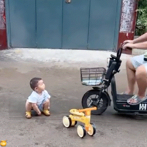 Guy Kick Baby Bike — Reaction meme