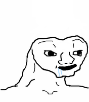 Brainlet crumpled head drooling — Brainlet meme