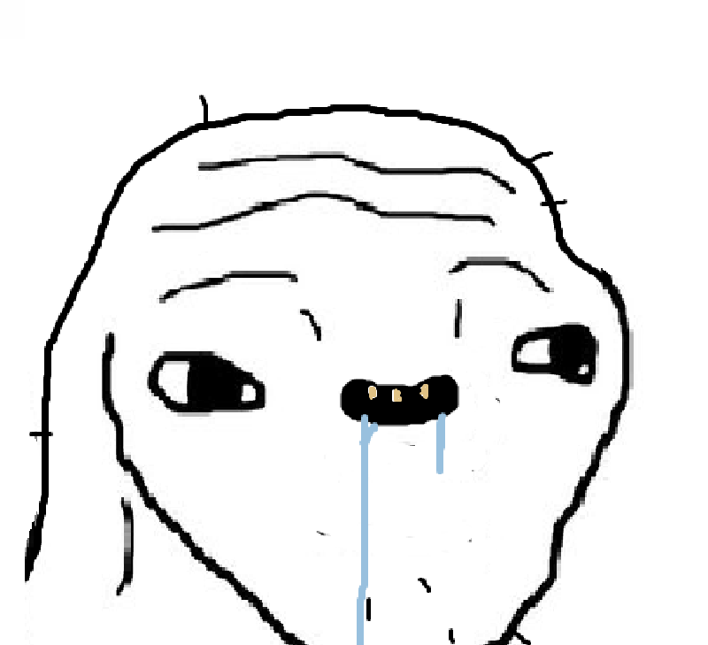 Brainlet drooling closeup — Brainlet meme