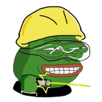 Pepe construction worker shining laser — Pepe meme