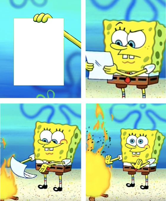 Spongebob Burning Paper meme template — Templates meme