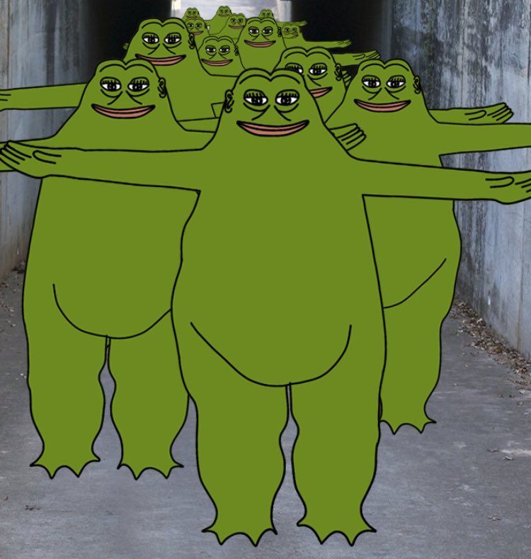 Pepe 1984 marching hands up — Pepe meme