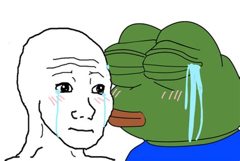 Pepe blushing kissing wojak — Pepe meme