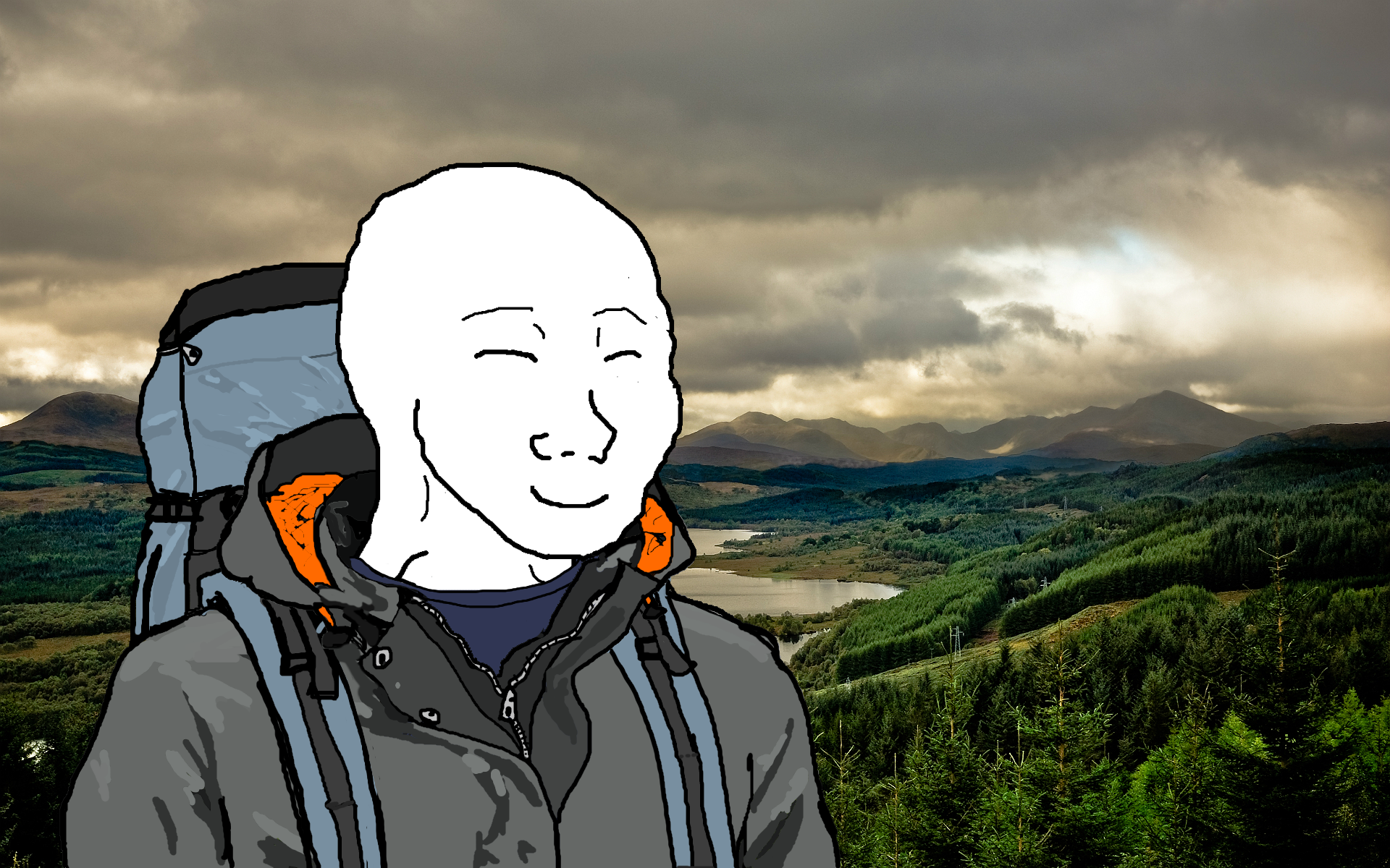 Wojak really happy hiking — Wojak meme