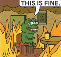 Pepe burning room this is fine — Pepe meme