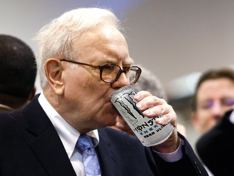 Warren buffet sipping monster — Reaction meme