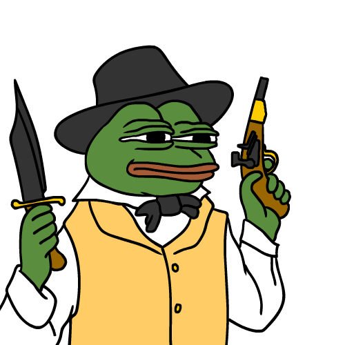 Pepe with bowie knife flintlock pistol — Pepe meme