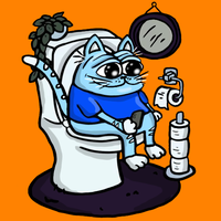 Toshi cat thinking on toilet — $TOSHI meme