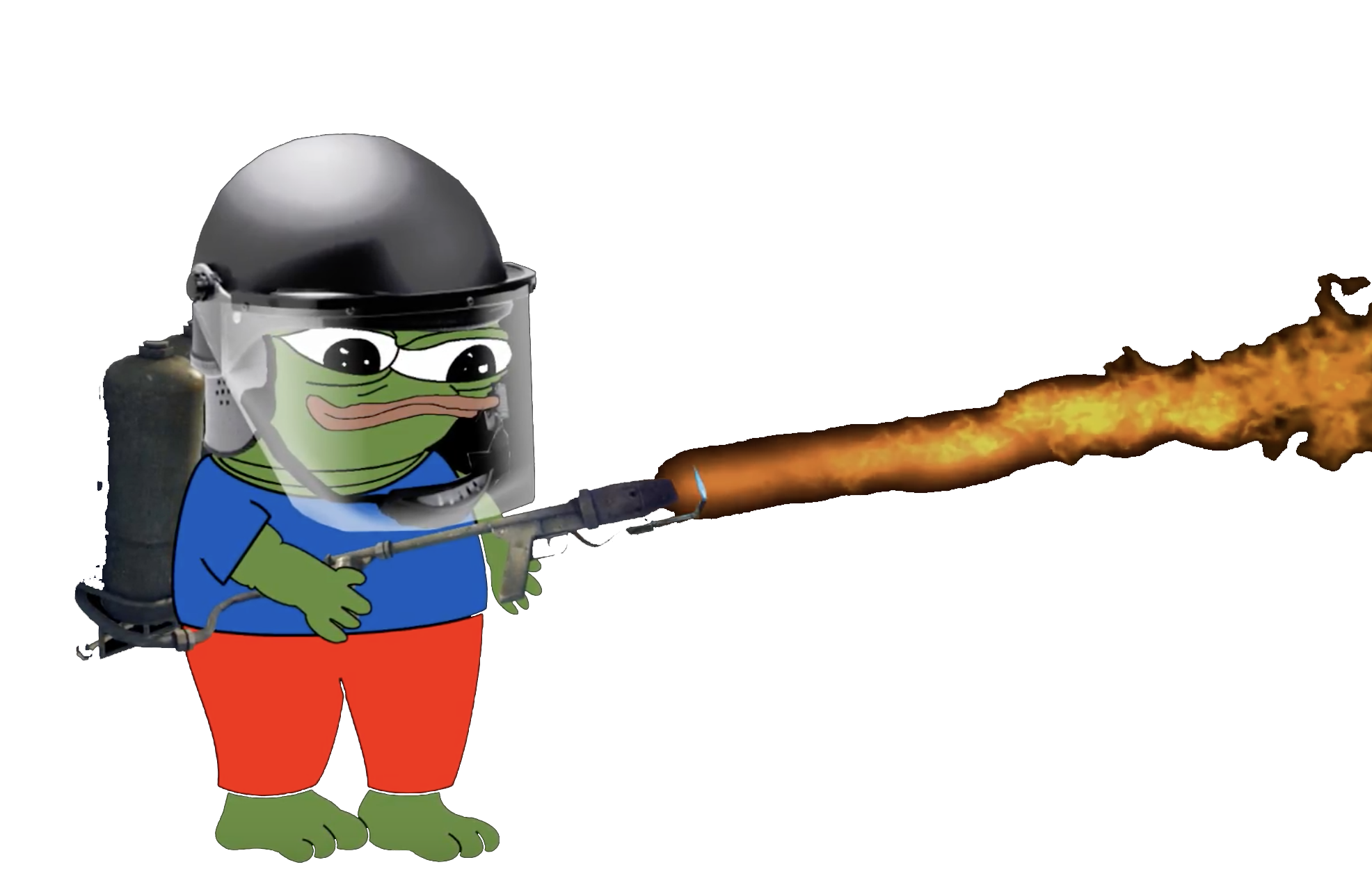 Pepe with flamethrower — Pepe meme