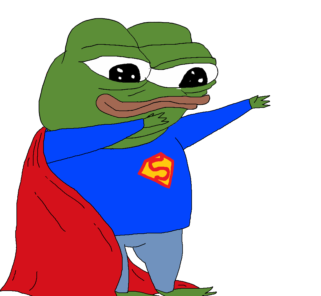 Pepe superman arms out — Pepe meme