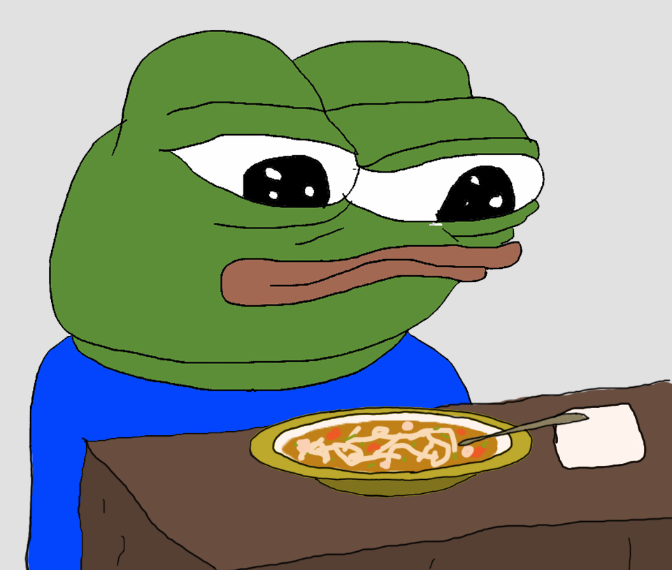 Pepe eating soup — Pepe meme