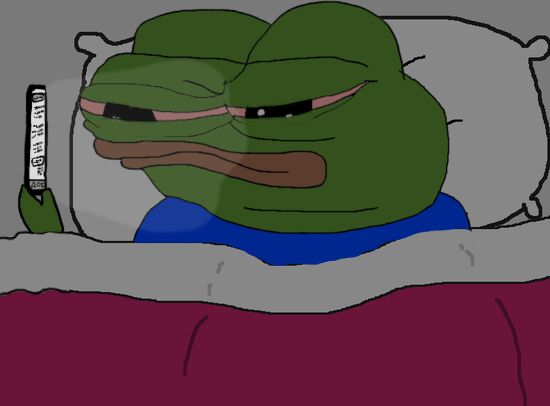 Pepe on phone bed — Pepe meme