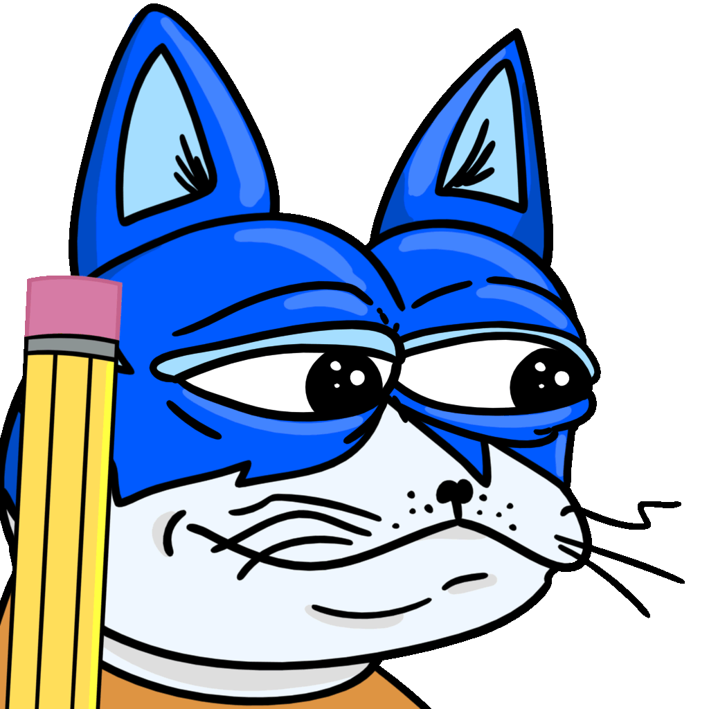 Toshi cat scratching head with pencil — $TOSHI meme