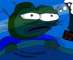 Pepe awake in bed 3am thinking — Pepe meme