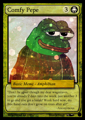 Pepe holographic trading card — Pepe meme