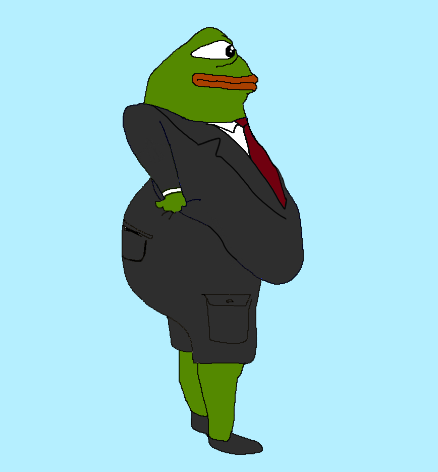 Pepe fat wearing suit sideview — Pepe meme