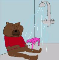Bobo sitting in shower — Bobo meme