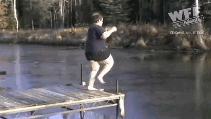 Jumping On Solid Frozen Lake Fail — Reaction meme