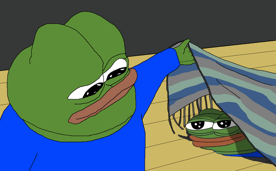 Pepe hides under blanket — Pepe meme