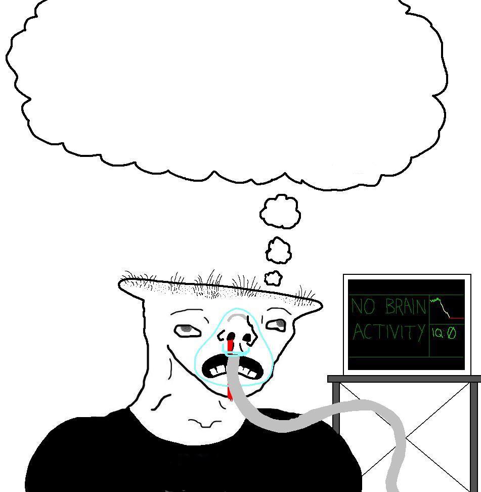 Brainlet no brain activity template — Brainlet meme