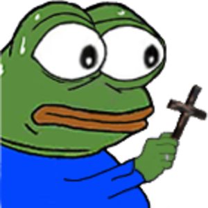 Pepe sweating holding cross — Pepe meme