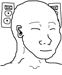 Wojak audiophile ears listening to music — Wojak meme