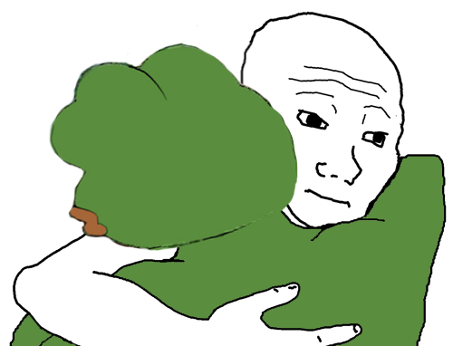 Wojak pepe hugging — Wojak meme