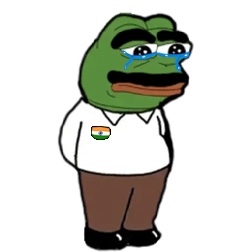 Crying standing frog Jeet Degen sticker — Sticker Packs meme