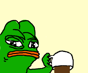 Pepe pouring out coffee — Pepe meme