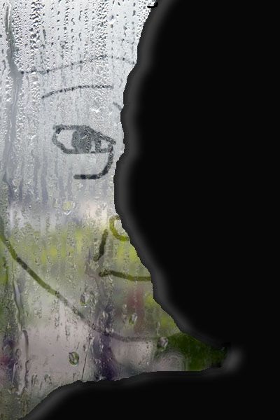 Wojak looks out window raining reflection — Wojak meme