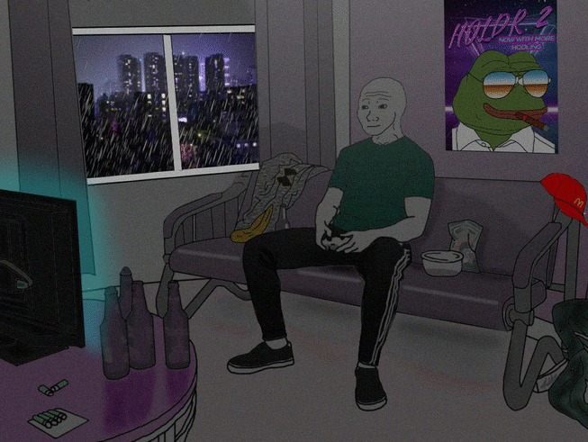 Wojak playing vidya rainy night — Wojak meme