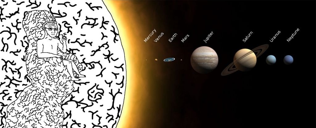 Wojak big brain sun and planets — Wojak meme