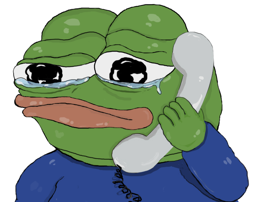 Pepe crying on telephone — Pepe meme