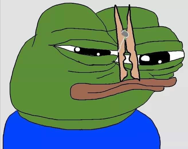 Pepe clamps nose — Pepe meme