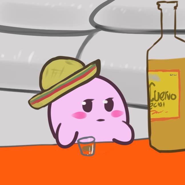Kirby drinking tequilla — Reaction meme