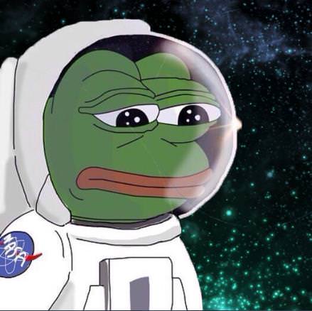 Pepe sad wearing spacesuit — Pepe meme
