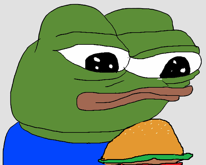 Pepe holding burger bun — Pepe meme
