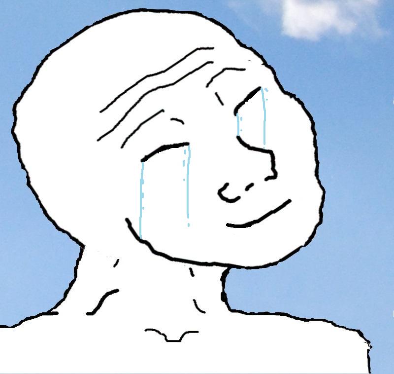 Wojak crying happy blue sky — Wojak meme
