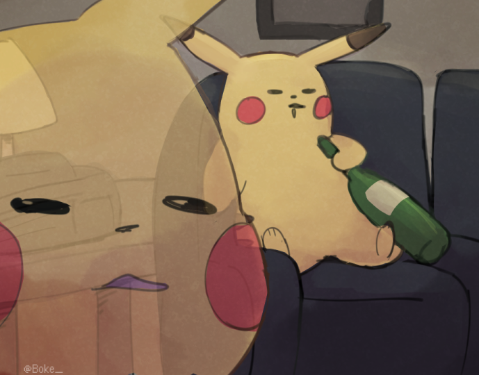 Pikachu drunk on couch — Reaction meme