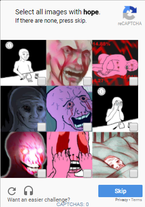 Pink wojak captcha — Wojak meme