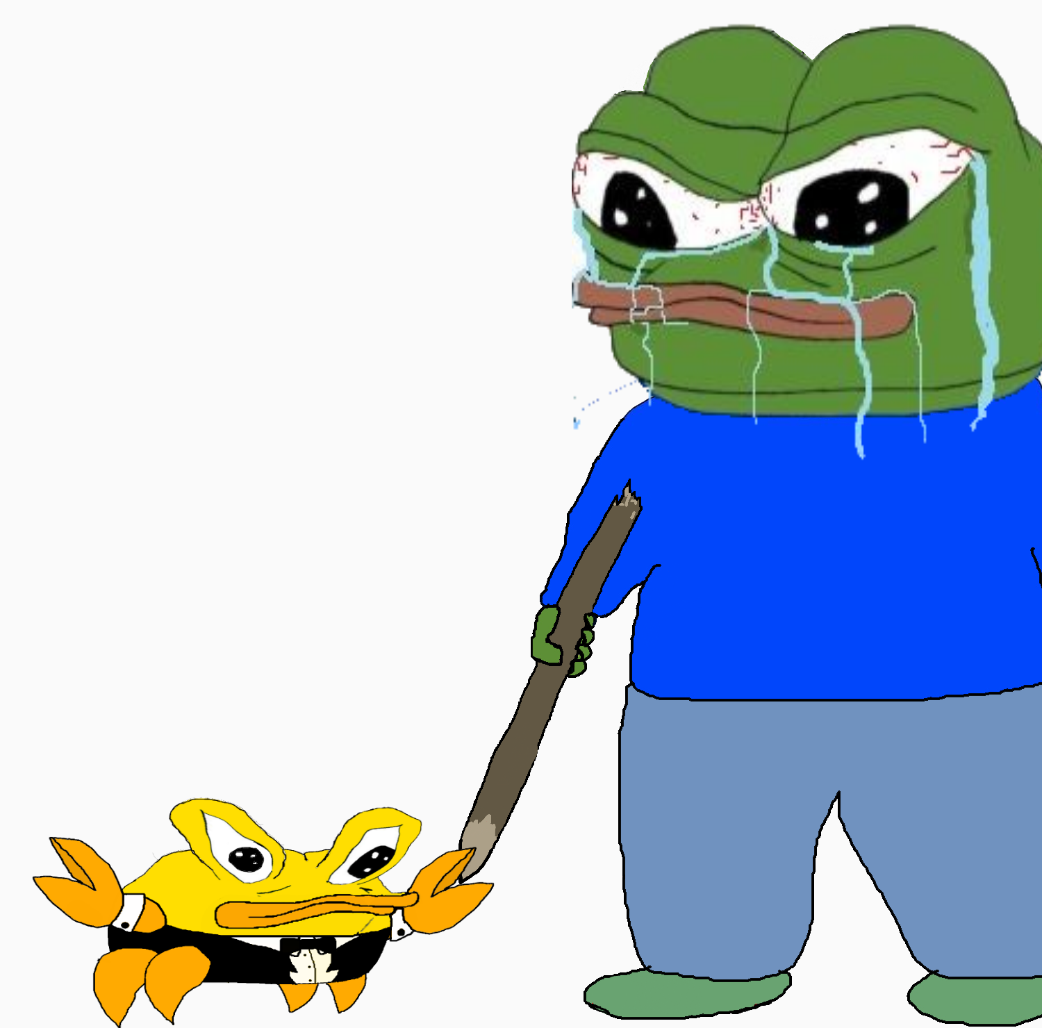 Pepe poking snib crying — Pepe meme