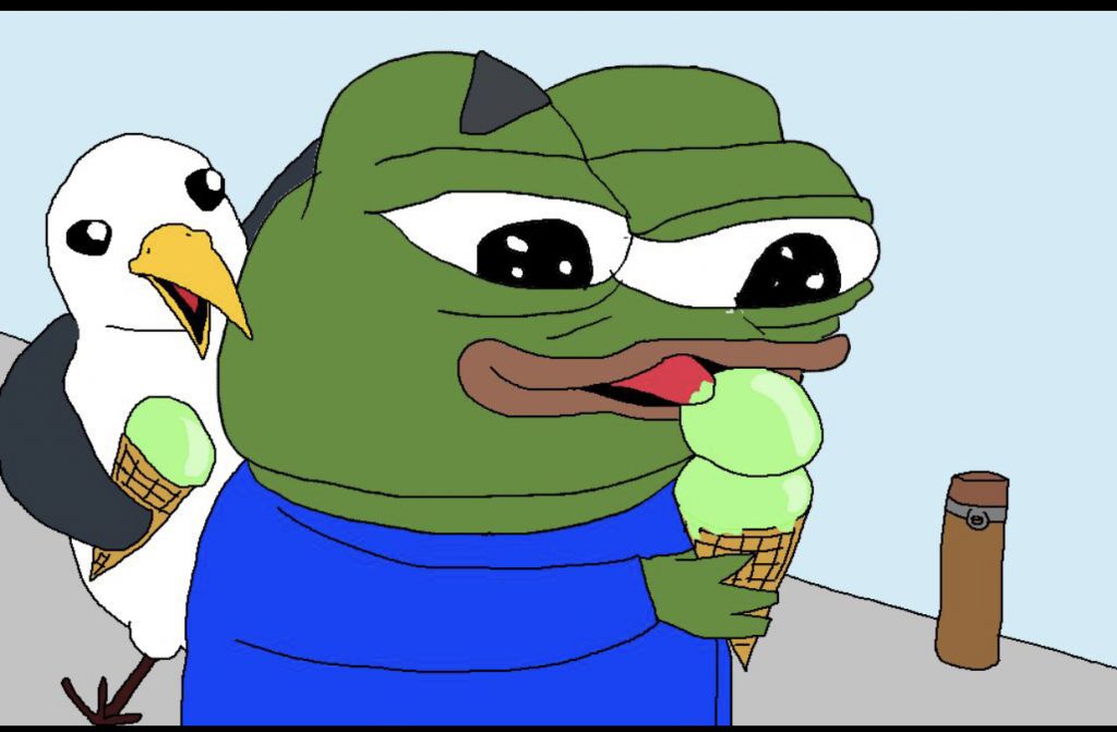 Pepe seagull eat ice cream — Pepe meme