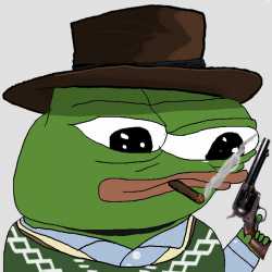 Pepe smoking cigar six gun — Pepe meme